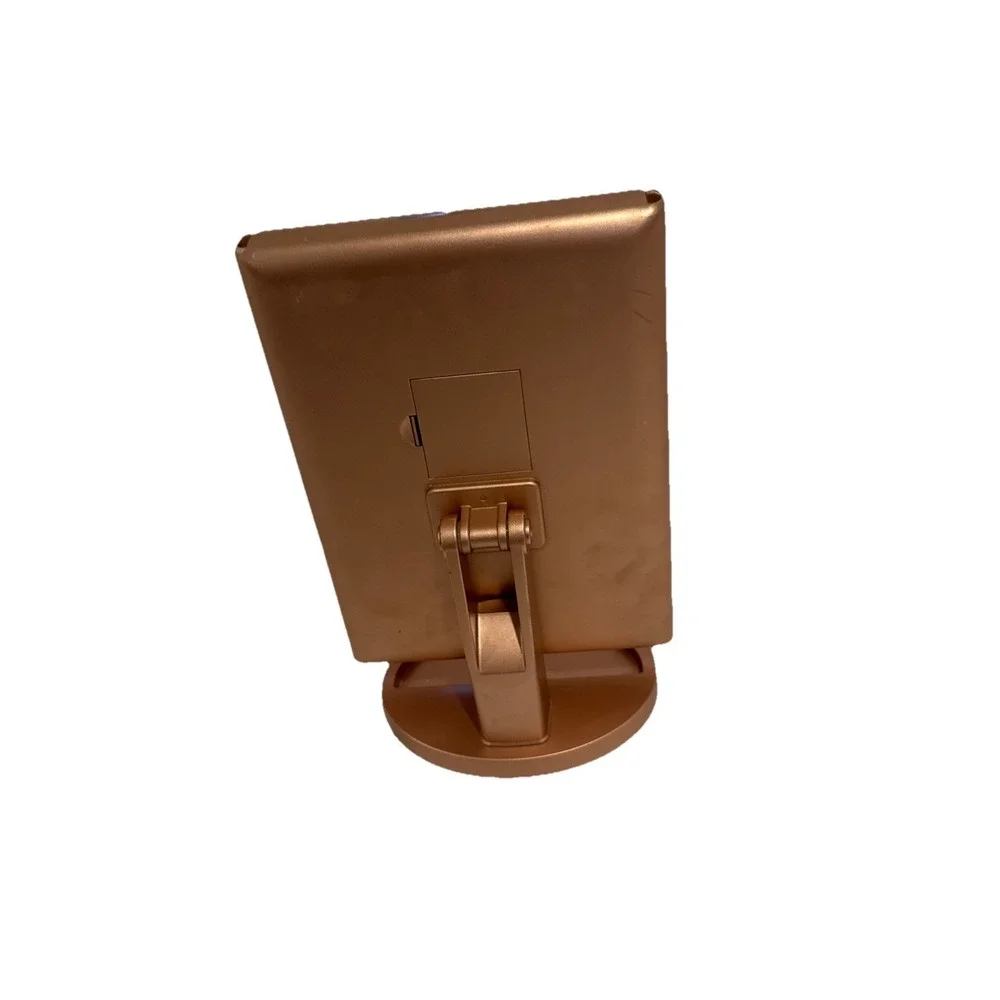 Tri-Fold Rose Gold Lighted Vanity Mirror, 21 LED Lights Touch Light Magnifying